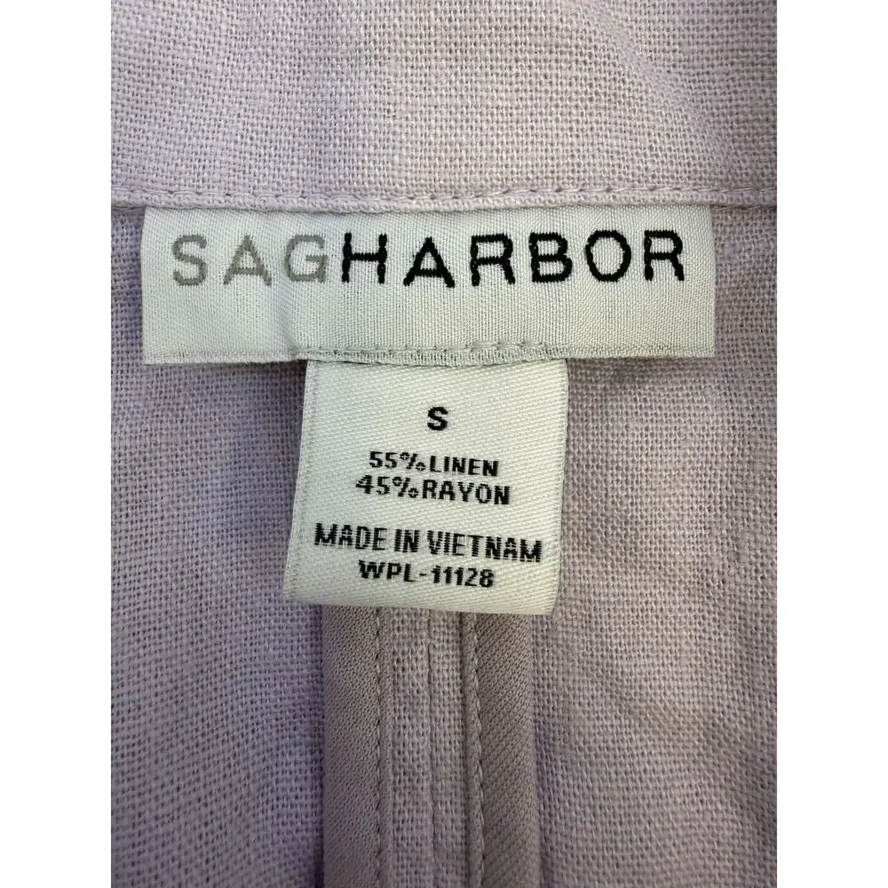 VTG SAG HARBOR Linen Blazer Two‎ Button Lavender Sz S Career Office